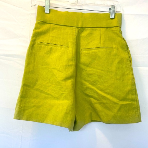 Zara XS High Waist Linen Blend Green Bermuda Shorts- NWOT - Picture 9 of 10